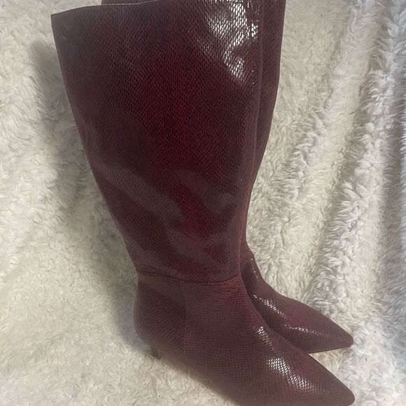 Comfortview Wide Calf Boot synthetic lizard print Burgundy KneeHigh Boots SZ12WW - Picture 5 of 12
